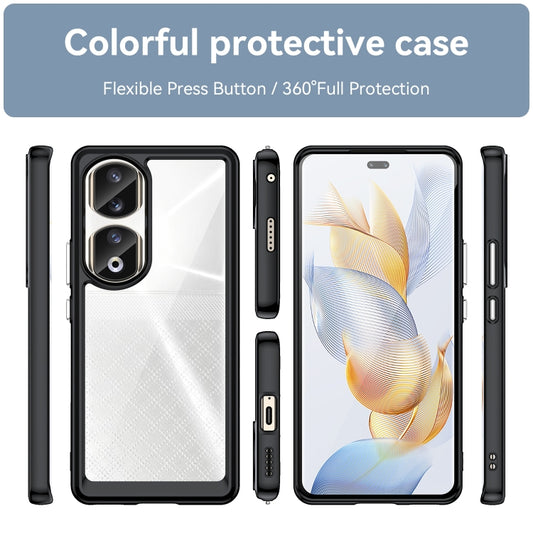 For Honor 90 Pro Colorful Series Acrylic Hybrid TPU Phone Case(Black) by buy2fix