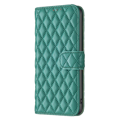 For iPhone 16 Diamond Lattice Wallet Flip Leather Phone Case(Green) - iPhone 16 Cases by buy2fix | Online Shopping UK | buy2fix