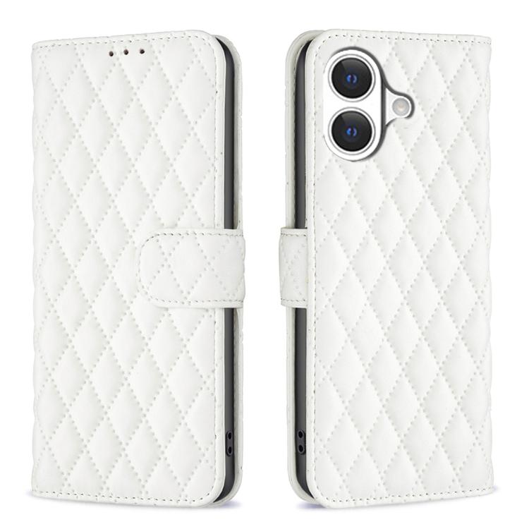 For iPhone 17 Diamond Lattice Wallet Flip Leather Phone Case(White) - iPhone 17 Cases by buy2fix | Online Shopping UK | buy2fix