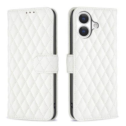 For iPhone 17 Diamond Lattice Wallet Flip Leather Phone Case(White) - iPhone 17 Cases by buy2fix | Online Shopping UK | buy2fix