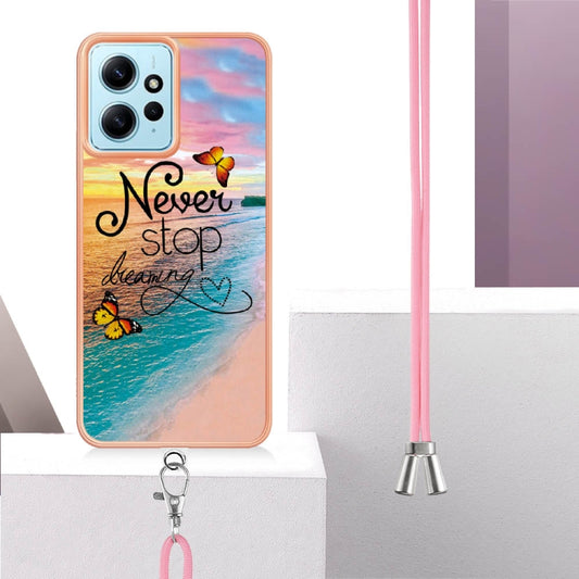 For Xiaomi Redmi Note 12 4G Global Electroplating IMD TPU Phone Case with Lanyard(Dream Butterfly) by buy2fix