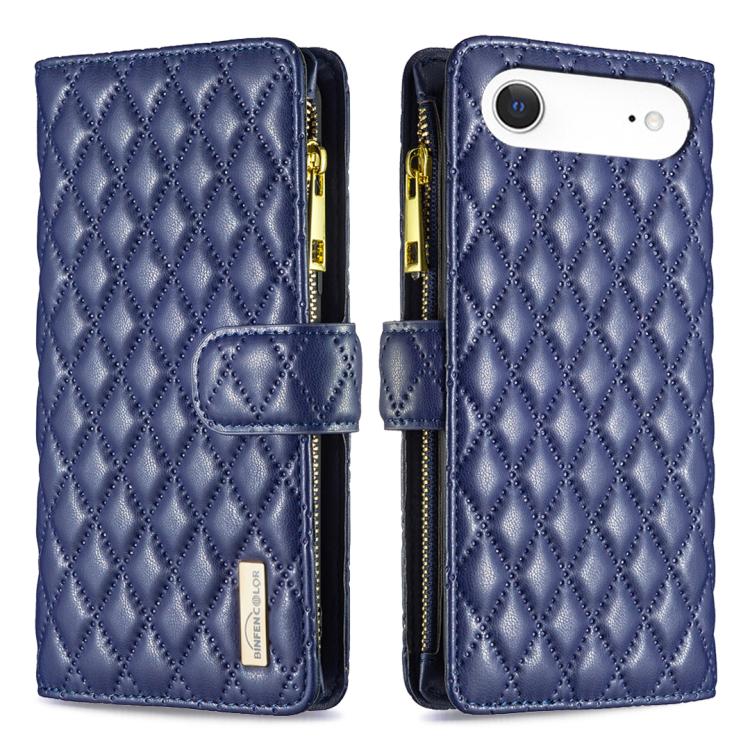 For iPhone Air Diamond Lattice Zipper Wallet Leather Flip Phone Case(Blue) - iPhone Air Cases by buy2fix | Online Shopping UK | buy2fix