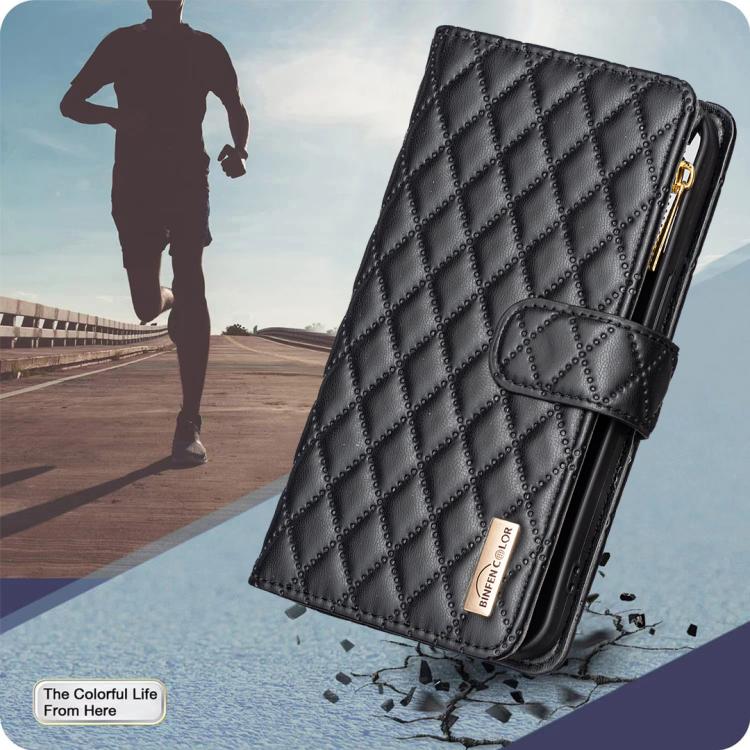 For iPhone Air Diamond Lattice Zipper Wallet Leather Flip Phone Case(Black) - iPhone Air Cases by buy2fix | Online Shopping UK | buy2fix