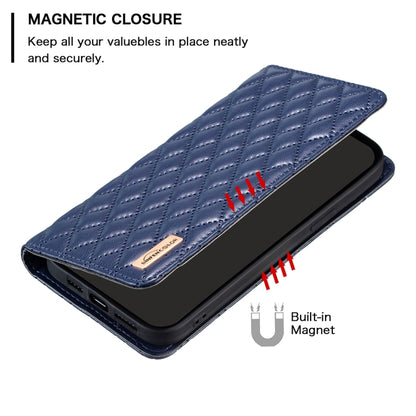 For iPhone 16 Diamond Lattice Magnetic Leather Flip Phone Case(Blue) - iPhone 16 Cases by buy2fix | Online Shopping UK | buy2fix