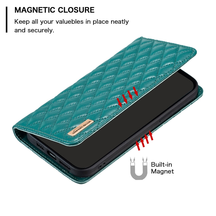 For iPhone 16 Diamond Lattice Magnetic Leather Flip Phone Case(Green) - iPhone 16 Cases by buy2fix | Online Shopping UK | buy2fix