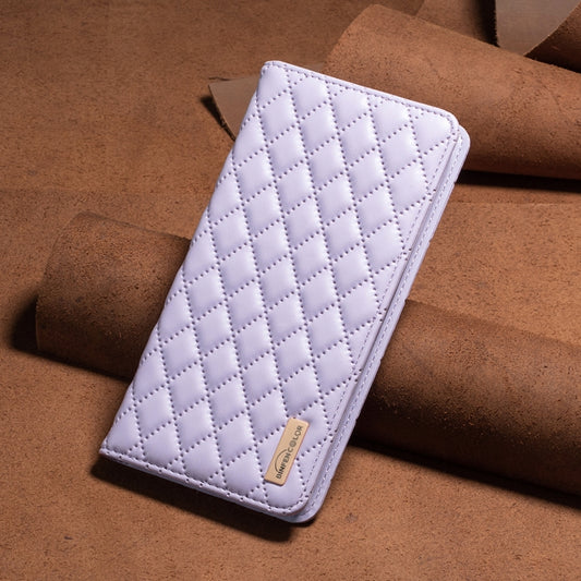 For iPhone 16 Diamond Lattice Magnetic Leather Flip Phone Case(Purple) by buy2fix