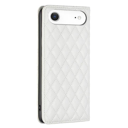 For iPhone Air Diamond Lattice Magnetic Leather Flip Phone Case(White) - iPhone Air Cases by buy2fix | Online Shopping UK | buy2fix