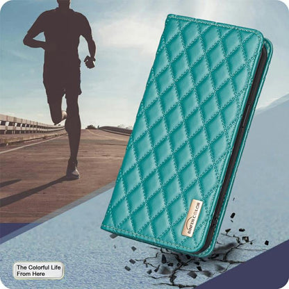 For iPhone Air Diamond Lattice Magnetic Leather Flip Phone Case(Green) - iPhone Air Cases by buy2fix | Online Shopping UK | buy2fix