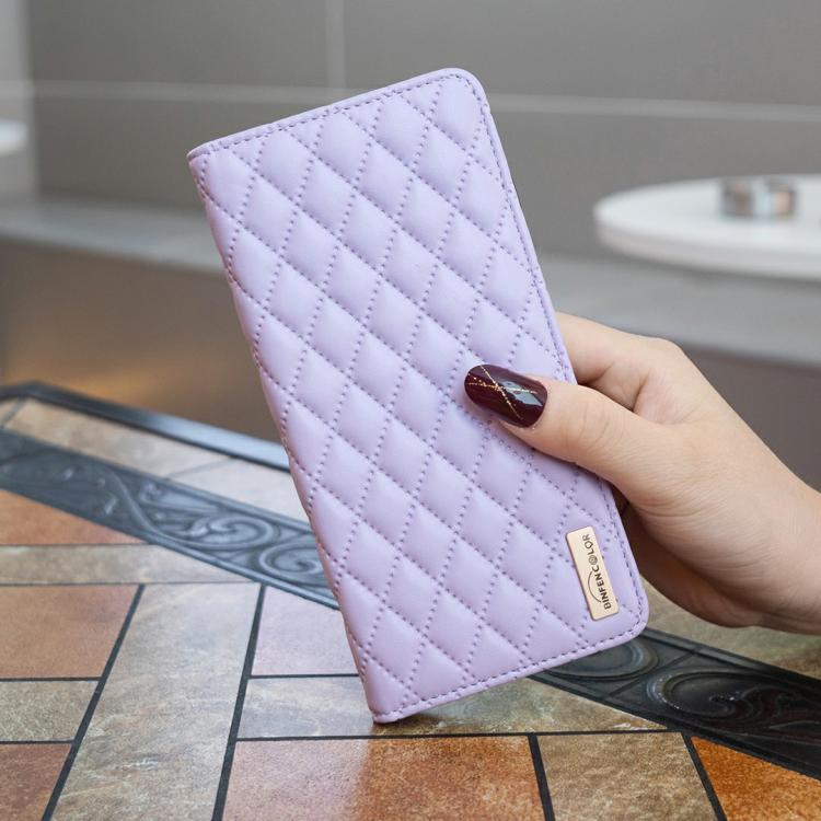 For iPhone Air Diamond Lattice Magnetic Leather Flip Phone Case(Purple) - iPhone Air Cases by buy2fix | Online Shopping UK | buy2fix