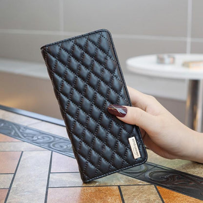 For iPhone Air Diamond Lattice Magnetic Leather Flip Phone Case(Black) - iPhone Air Cases by buy2fix | Online Shopping UK | buy2fix