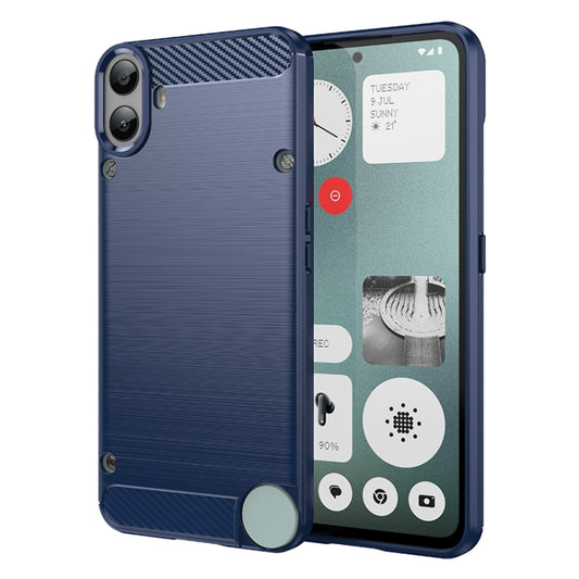 For Nothing CMF Phone 1 Carbon Fiber Brushed Texture TPU Phone Case(Blue) - More Brand by buy2fix | Online Shopping UK | buy2fix