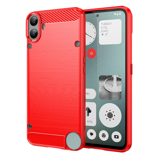 For Nothing CMF Phone 1 Carbon Fiber Brushed Texture TPU Phone Case(Red) - Nothing Cases by buy2fix | Online Shopping UK | buy2fix