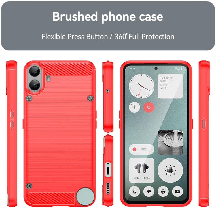 For Nothing CMF Phone 1 Carbon Fiber Brushed Texture TPU Phone Case(Red) - Nothing Cases by buy2fix | Online Shopping UK | buy2fix