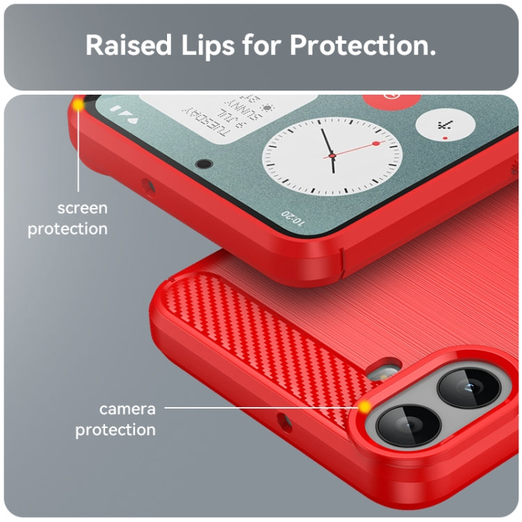 For Nothing CMF Phone 1 Carbon Fiber Brushed Texture TPU Phone Case(Red) - Nothing Cases by buy2fix | Online Shopping UK | buy2fix