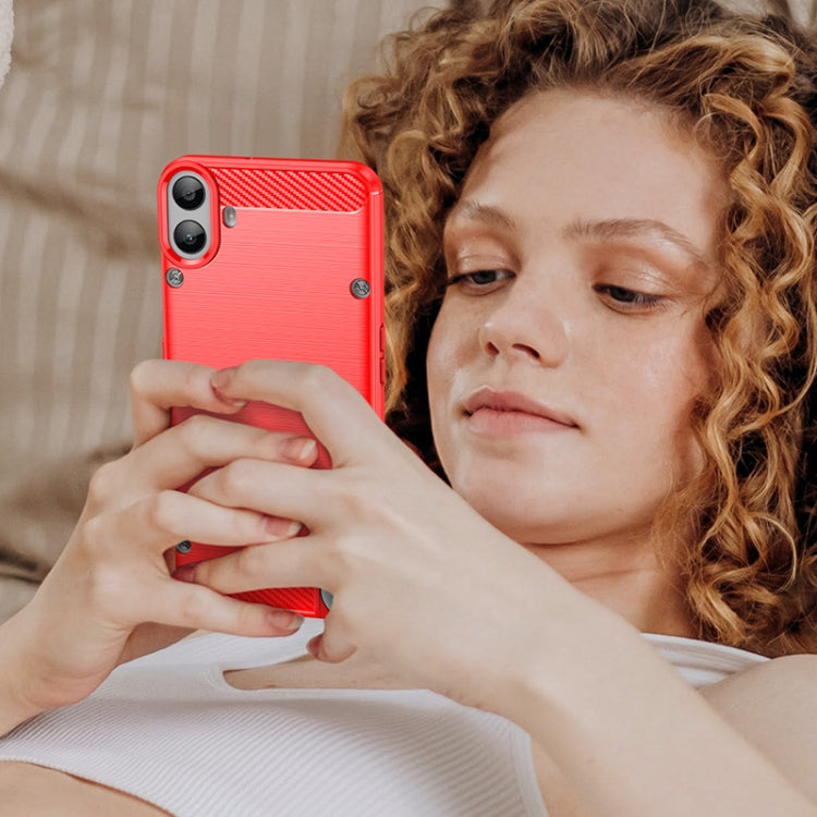 For Nothing CMF Phone 1 Carbon Fiber Brushed Texture TPU Phone Case(Red) - Nothing Cases by buy2fix | Online Shopping UK | buy2fix