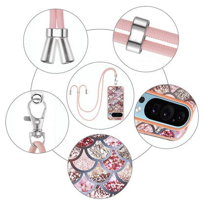 For Google Pixel 9 Pro XL Electroplating IMD TPU Phone Case with Lanyard(Pink Scales) - Google Cases by buy2fix | Online Shopping UK | buy2fix