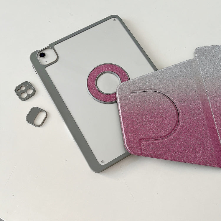 For iPad Pro 12.9 2022 / 2021 / 2020 Gradient Glitter Magnetic Split Leather Tablet Case(Rose Red) - iPad Pro 12.9 (2022/2021) Cases by buy2fix | Online Shopping UK | buy2fix