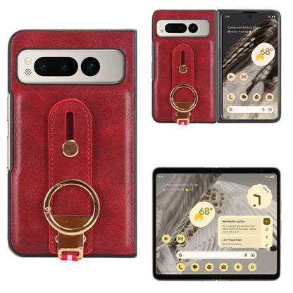For Google Pixel Fold Wristband Leather Back Phone Case(Red) by buy2fix