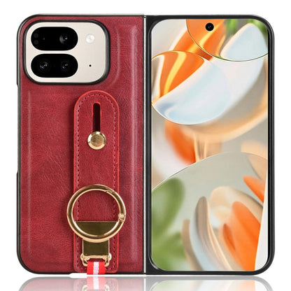 For Google Pixel 9 Pro  Fold Wristband Leather Back Phone Case(Red) - Google Cases by buy2fix | Online Shopping UK | buy2fix