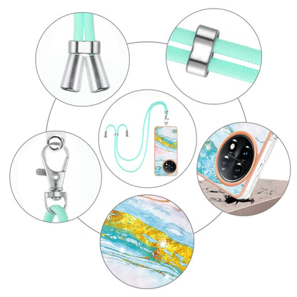 For OnePlus 11 Electroplating Marble Dual-side IMD Phone Case with Lanyard(Green 004) by buy2fix
