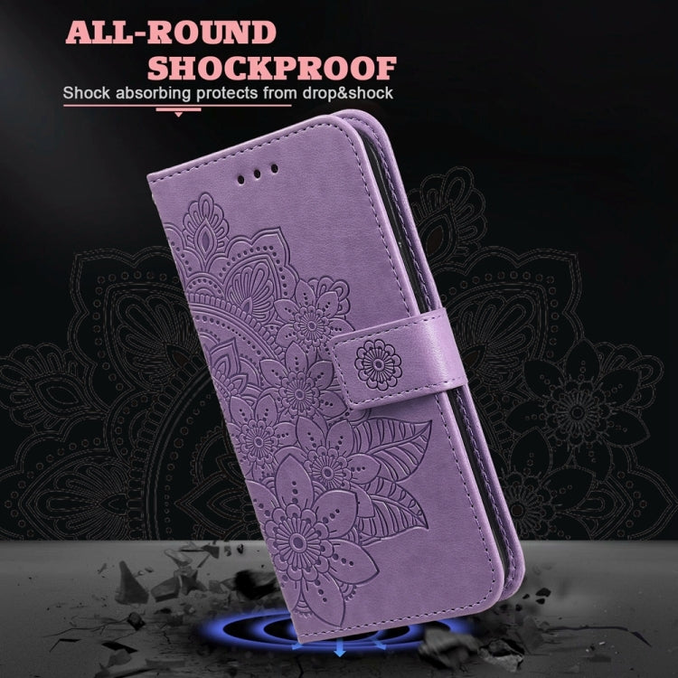 For vivo Y38 5G / T3x 5G Global 7-petal Flowers Embossing Leather Phone Case(Light Purple) - vivo Cases by buy2fix | Online Shopping UK | buy2fix