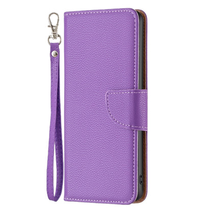 For iPhone 16 Pro Litchi Texture Pure Color Flip Leather Phone Case(Purple) - iPhone 16 Pro Cases by buy2fix | Online Shopping UK | buy2fix