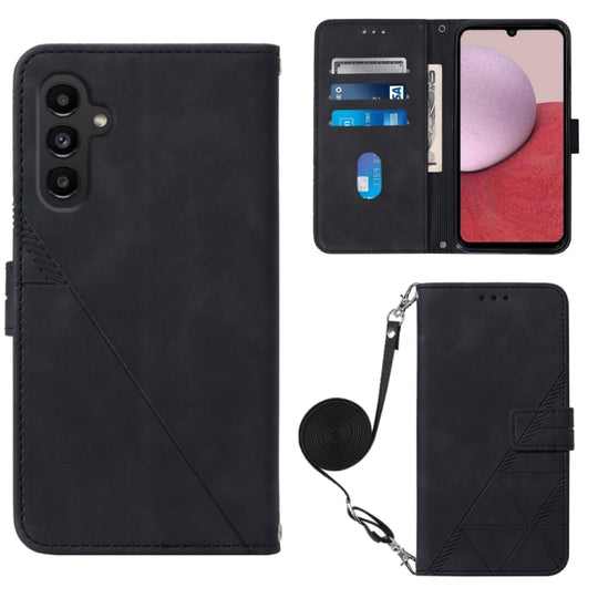 For Samsung Galaxy A25 5G / A24 Crossbody 3D Embossed Flip Leather Phone Case(Black)