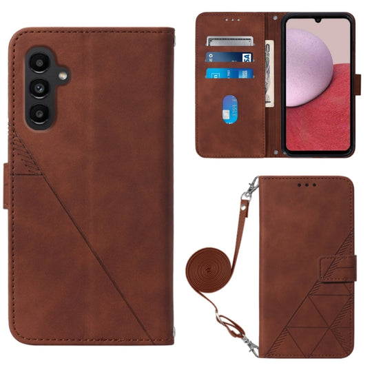 For Samsung Galaxy S23 FE 5G Crossbody 3D Embossed Flip Leather Phone Case(Brown)