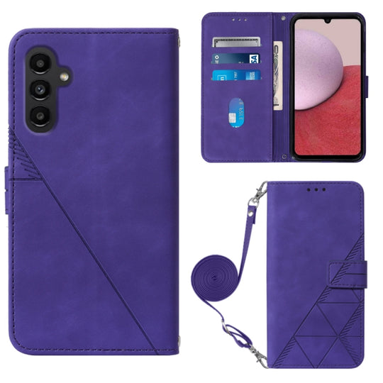 For Samsung Galaxy S23 FE 5G Crossbody 3D Embossed Flip Leather Phone Case(Purple)