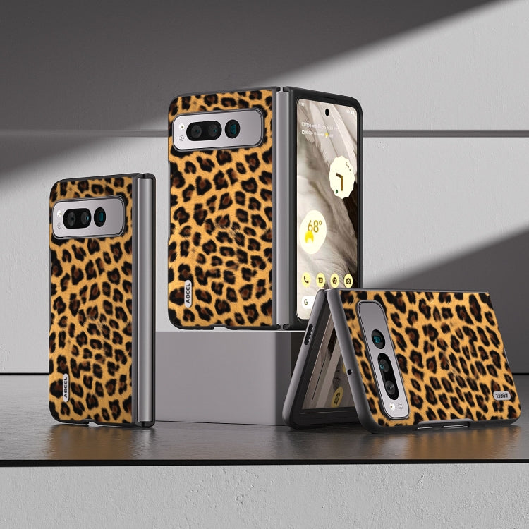 For Google Pixel Fold ABEEL Black Edge Leopard Phone Case(Golden) by buy2fix