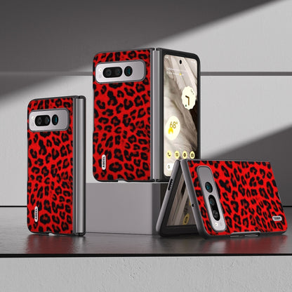 For Google Pixel Fold ABEEL Black Edge Leopard Phone Case(Red) - Google Cases by buy2fix | Online Shopping UK | buy2fix