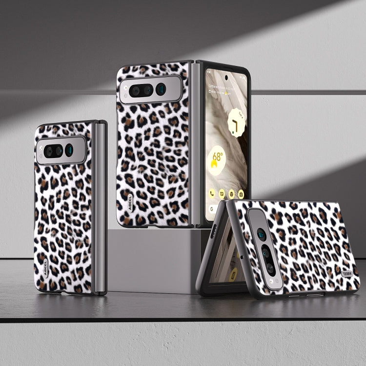 For Google Pixel Fold ABEEL Black Edge Leopard Phone Case(Silver) - Google Cases by buy2fix | Online Shopping UK | buy2fix