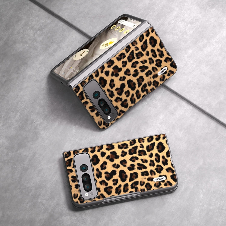 For Google Pixel Fold ABEEL Black Edge Leopard Phone Case(Champagne Gold) - Google Cases by buy2fix | Online Shopping UK | buy2fix