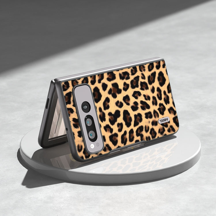 For Google Pixel Fold ABEEL Black Edge Leopard Phone Case(Champagne Gold) - Google Cases by buy2fix | Online Shopping UK | buy2fix