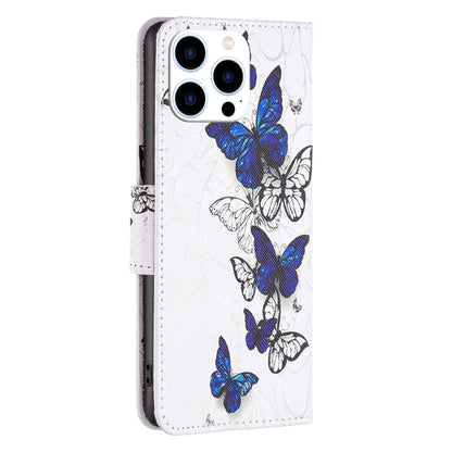 For iPhone 16 Pro Colored Drawing Pattern Flip Leather Phone Case(Butterflies) - iPhone 16 Pro Cases by buy2fix | Online Shopping UK | buy2fix