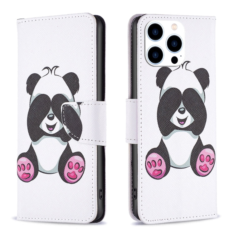 For iPhone 16 Pro Colored Drawing Pattern Flip Leather Phone Case(Panda) - iPhone 16 Pro Cases by buy2fix | Online Shopping UK | buy2fix