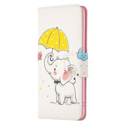 For iPhone 16 Pro Colored Drawing Pattern Flip Leather Phone Case(Umbrella Elephant) - iPhone 16 Pro Cases by buy2fix | Online Shopping UK | buy2fix