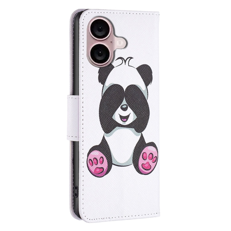 For iPhone 16 Colored Drawing Pattern Flip Leather Phone Case(Panda) - iPhone 16 Cases by buy2fix | Online Shopping UK | buy2fix