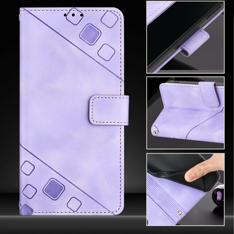 For iPhone SE 2024 Skin-feel Embossed Leather Phone Case(Light Purple) by buy2fix