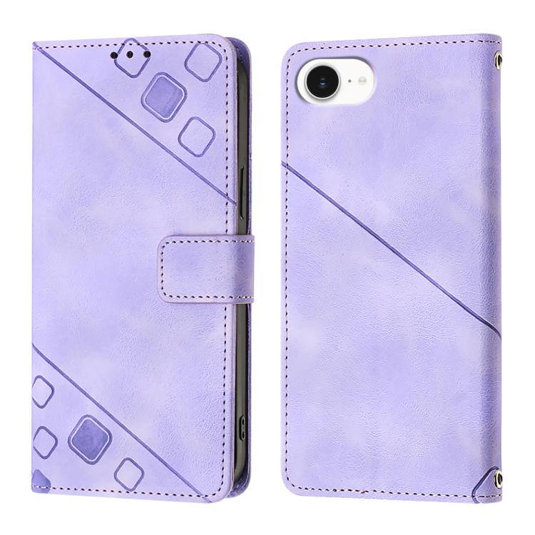 For iPhone SE 2024 Skin-feel Embossed Leather Phone Case(Light Purple) by buy2fix