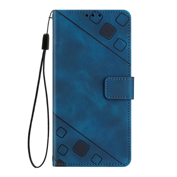 For iPhone SE 2024 Skin-feel Embossed Leather Phone Case(Blue) by buy2fix