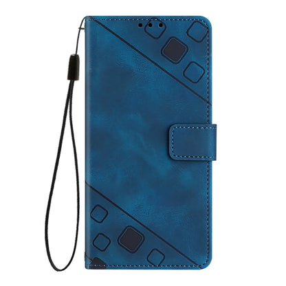 For iPhone SE 2024 Skin-feel Embossed Leather Phone Case(Blue) by buy2fix