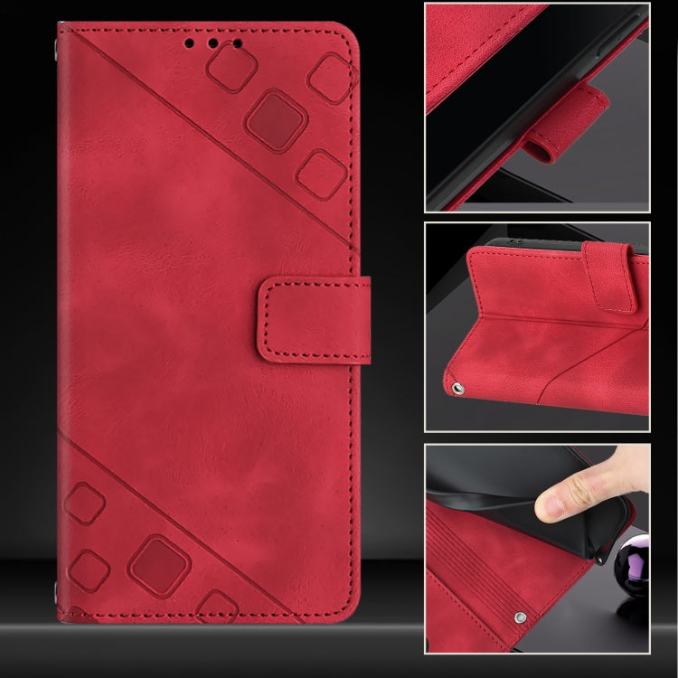 For iPhone SE 2024 Skin-feel Embossed Leather Phone Case(Red) by buy2fix