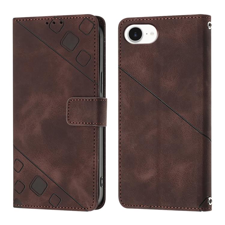 For iPhone SE 2024 Skin-feel Embossed Leather Phone Case(Brown) by buy2fix