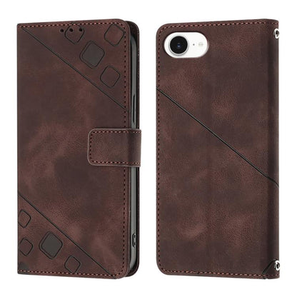 For iPhone SE 2024 Skin-feel Embossed Leather Phone Case(Brown) by buy2fix