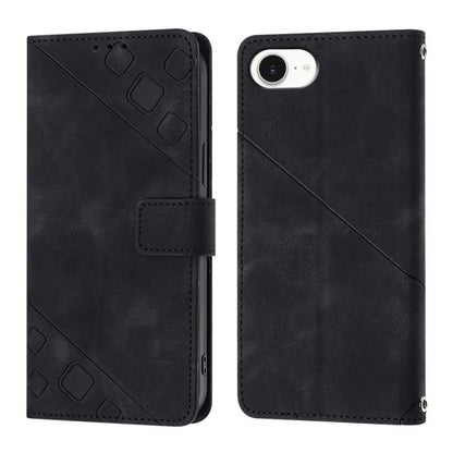 For iPhone SE 2024 Skin-feel Embossed Leather Phone Case(Black) by buy2fix