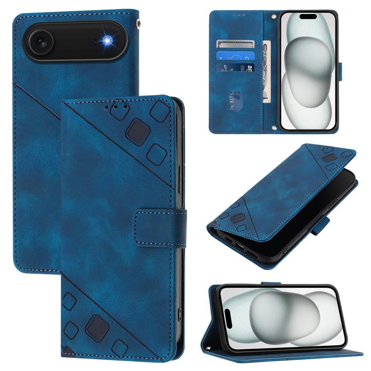 For iPhone Air Skin-feel Embossed Leather Phone Case(Blue) - iPhone Air Cases by buy2fix | Online Shopping UK | buy2fix
