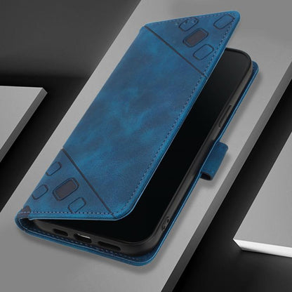 For iPhone Air Skin-feel Embossed Leather Phone Case(Blue) - iPhone Air Cases by buy2fix | Online Shopping UK | buy2fix