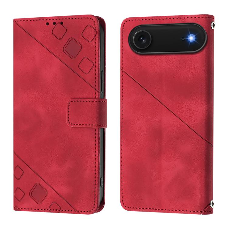 For iPhone Air Skin-feel Embossed Leather Phone Case(Red) - iPhone Air Cases by buy2fix | Online Shopping UK | buy2fix
