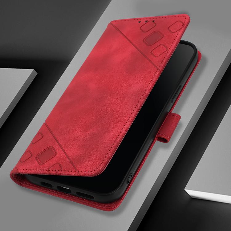 For iPhone Air Skin-feel Embossed Leather Phone Case(Red) - iPhone Air Cases by buy2fix | Online Shopping UK | buy2fix